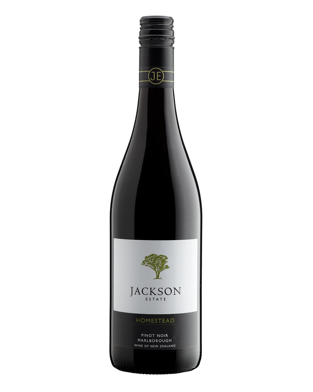 Jackson Estate Homestead Pinot Noir Marlborough wine bottle against a white background