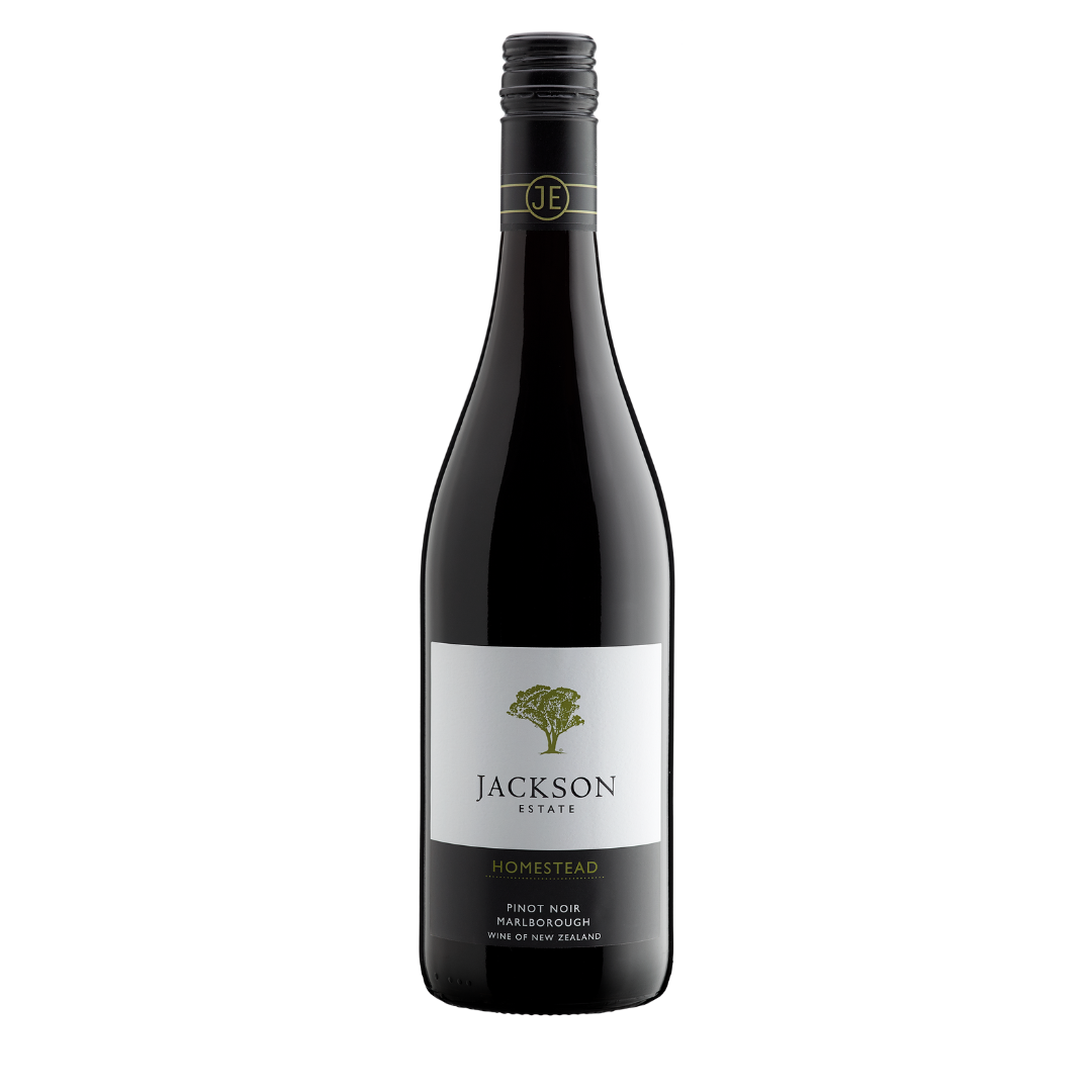 Jackson Estate Homestead Pinot Noir Marlborough wine bottle on a white background